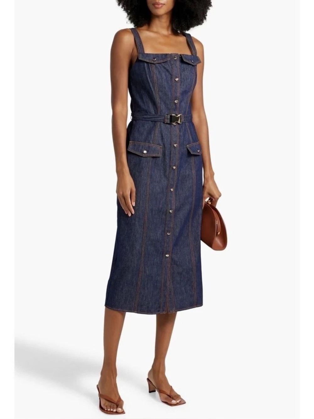 Nicholas the Label NWOT Shea Denim Button-Front Midi Dress Size 10